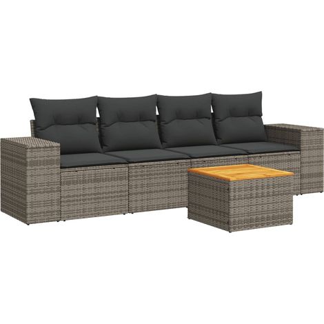 Maison Exclusive - 5-tlg. Garten-Sofagarnitur mit Kissen Grau Pol