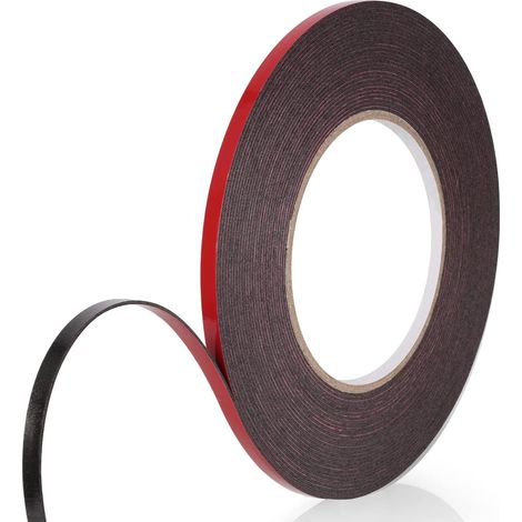 Scotch Double Face Extra Fort, 1 Rouleau (5MM10M) Noir Mousse PE Film Rouge Imperméable et ultra Résistant aux Hautes Températures Ruban de montage pour Voiture Fixation Maison et Bureau (1/5)
