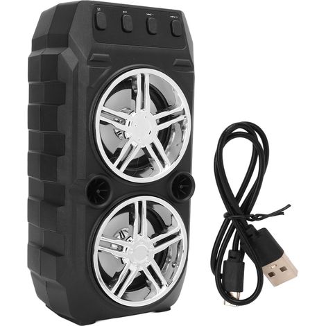 Haut-parleur Bluetooth camping extérieur double caisson de basses portable haut volume lecteur USB carte mémoire audio gris argent (1/5)