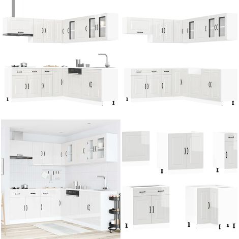 vidaXL 11-tlg. Küchenschrank-Set Kalmar Hochglanz-Weiß Holzwerkstoff (1/5)