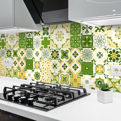 Sticker Mural Carrelage adhésif Cuisine Salle de Bain - 9 STICKERS CARREAUX DE CIMENT AZULEJOS PRISCA - 9stickers15x15cm (1/5)