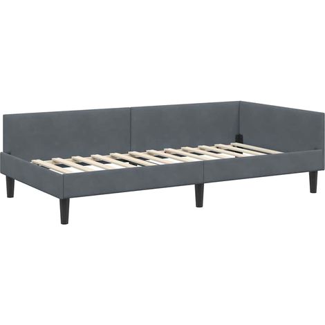 Corner Bed Frame with Headboard Dark grey 100 x 200 cm vidaXL