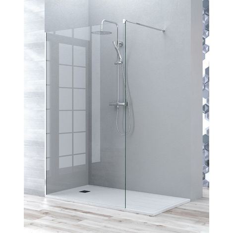 Mampara Ducha Fijo Walk In Vidrio Templado 8mm Antical Transparente Altura 195cm 110 cm (1 fijo) Perfil Cromo Brillo (1/3)