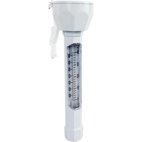 Linxor – Weißes schwimmendes Poolthermometer mit Trageband – Schnelle Temperaturanzeige – Strapazierfähiger Kunststoff – Ø 6 cm für Teiche und Whirlpools