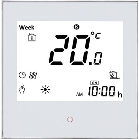 Programmierbarer elektrischer Heizungsthermostat mit LCD-Touchscreen, PC und ABS, für den Heimgebrauch, weiß, AC 95–240 V (1/5)