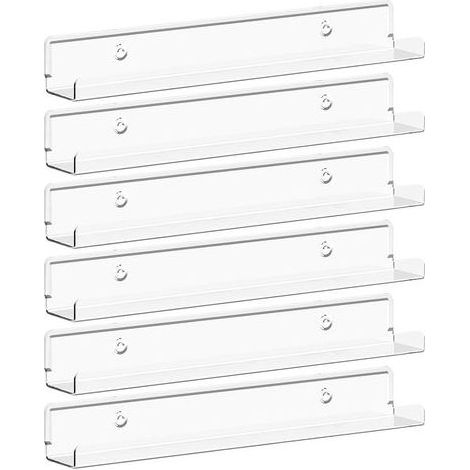 Étagères Flottantes pour Disques Vinyles, Lot de 6 Étagères Murales en Acrylique Clair 30 cm, Décoration pour Livres/Photos/Maquillage, Chambre, Salon, Salle de Bain, Rangement et Organisation (1/5)