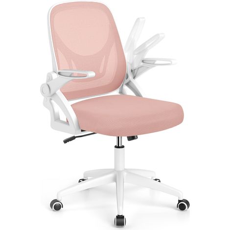 COSTWAY Office Chair Swivel Mesh Desk Chair Adjustable Height Pink (1/5)