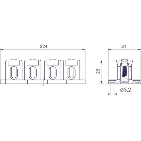 Tekox HPS-10 - HPS 12-pole passing wire strip 2x10mm2 - 500V 57A - polyamide