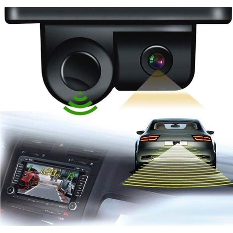 TRADE SHOP - Retrocamera Ac 201 Hd Telecamera Posteriore Sensore Parcheggio 2in1 Angolo 120° -