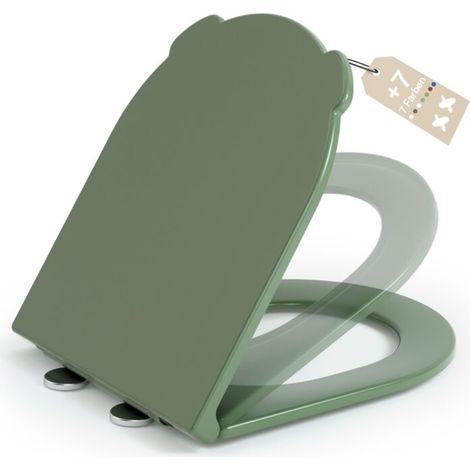 Abattant WC avec Frein de Chute Cuvette WC Charnière Réglable Démontage Rapide Duroplast Facile Nettoyer Antibactérien Vert sauge