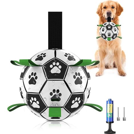 Fußballspielzeug für Hunde, interaktives Hundespielzeug mit Laschen, strapazierfähiger Ball für kleine und mittelgroße Hunde, Tauziehen, Wasserspiel (1/5)