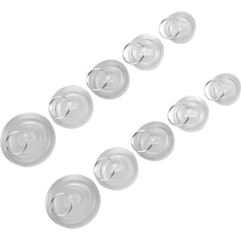 10 Piece Rubber Sink Stoppers with Ring Transparent and (1/5)