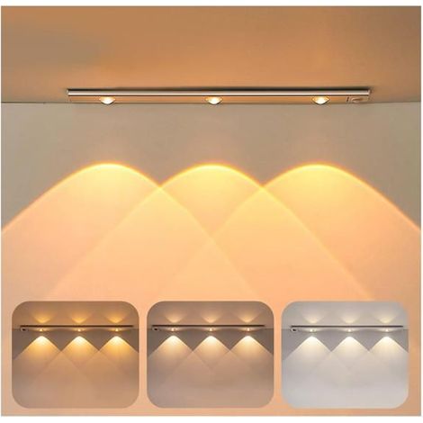 Lampe de Placard 40 cm, Lampe Led Sans Fil Rechargeable USB,Lumiere Avec Detecteur de Mouvement 3000K,4000K,6000K Diminuable (1/5)