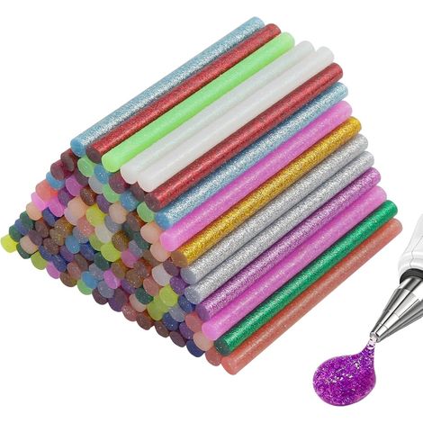 120pcs Baton de Colle pour Pistolet 7 mm x 100 mm, Baton Colle Pistolet 7mm à Paillettes de 15 Couleurs, pour Les Travaux Manuels et Les Réparations (1/5)