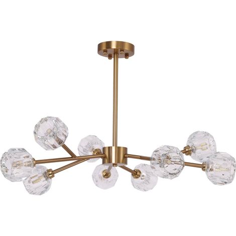 Suspension Luminaire Rosy Copper Gold 9 Boules en Verre et Métal Doré 9x45cm 80x45cm - PANGIVO