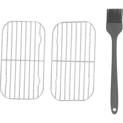 Grille De Barbecue - Maille En Acier Inoxydable - Pour Camping Et Jardin - Lot De 2 Avec Pinceau (1/5)