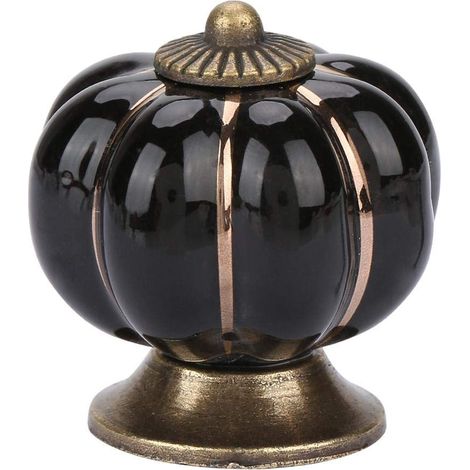 Potiron céramique boutons alliage céramique zinc vintage mignon Cabinet tiroir poignées pour placard commode cuisine meubles chambre des enfants pour Armoire portes meubles maison décoration(noir),A (1/5)