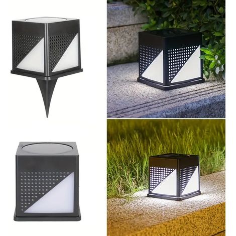 Projecteur solaire sur colonne, lampe solaire de jardin, applique LED extérieure étanche pour cour, villa, mur ou porte, projecteur de poteau de porte.