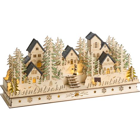 Christmas Decoration Light Brown Wooden Illuminated with LED Lights Ornament Battery-Operated VANSJO (1/5)