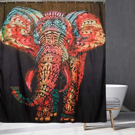 Rideau de douche 3D en tissu imperméable et anti-moisissure pour salle de bain (1/5)