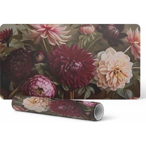 Alfombrilla de escritorio para teclado y accesorios con dise帽o de ramo de flores, 120x60 cm.