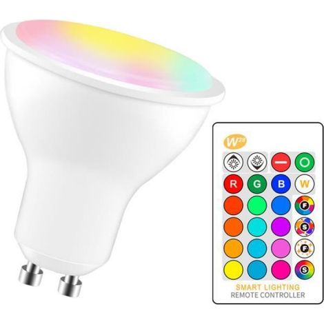 8W RGBW LED Ampoule GU10 Couleur Changement d'ambiance Éclairage Lampe LED Flash Strobe Fade Mode Lumières Cool White (1/4)