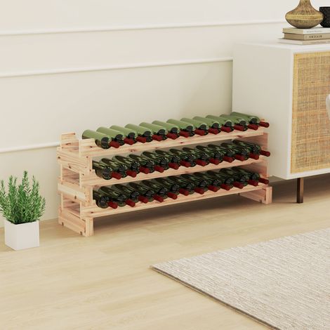 Casier à bouteilles pour 36 bouteilles. étagère à vin avec 3 niveaux modulable. 114×28×42.5cm. bois naturel