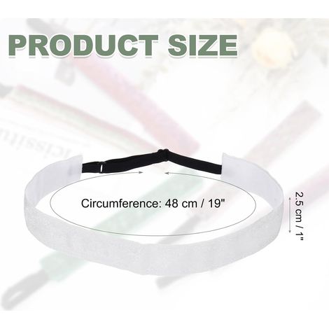 Lot de 2 bandeaux élastiques antidérapants et scintillants pour femme, pour gym, course à pied, yoga, sport, entraînement, voyage, blanc (1/3)