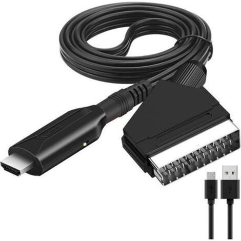 Convertisseur SCART vers HDMI avec câble HDMI inclus – Compatible TV Full HD 720p/1080p, lecteur DVD, magnétoscope et appareil vidéo analogique (1/4)