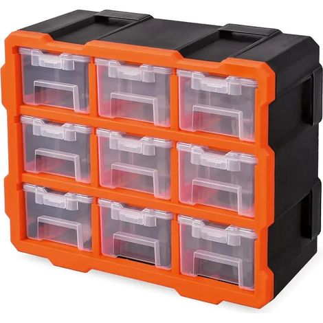 Cassettiera Porta minuterie 9 Scomparti a Parete per Viti Bulloni in Plastica (1/3)