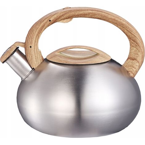 Bollitore a fischio tradizionale a induzione, gas, acciaio inox, grande, 2,5 l