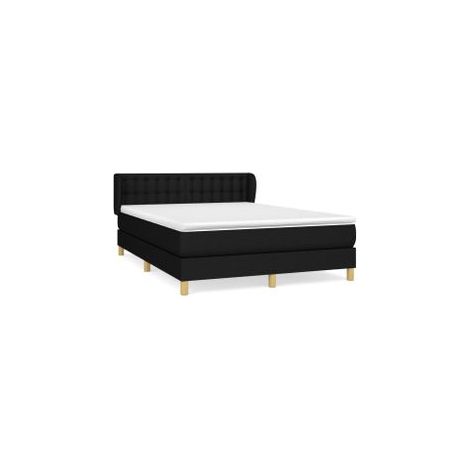 Sommier à lattes de lit avec matelas Noir 140x200 Tissu (1/5)