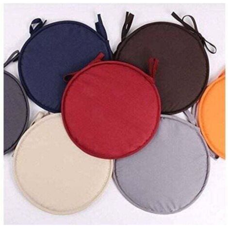 Set of 4 Round Chair Cushions for Dining Tables and Chairs with Drawstring, 38cm (dark grey)