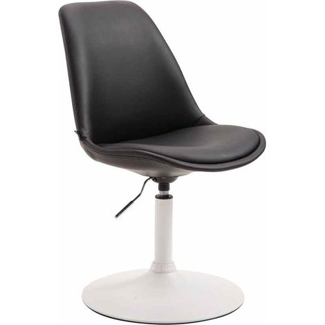 Sedia da pranzo x1 girevole regolabile in altezza in PVC nero con base a tromba in metallo bianco 100008616