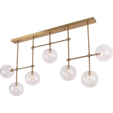 Lampada soffitto lineare ottone 7 sfere vetro G9 Maxlight (1/2)