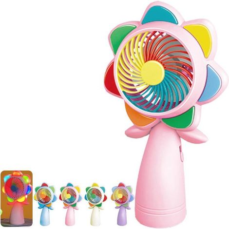 Ventilatore portatile con luce LED, mini ventilatore portatile ricaricabile USB a forma di fiore, compatto e silenzioso, tascabile [QW602] (1/5)