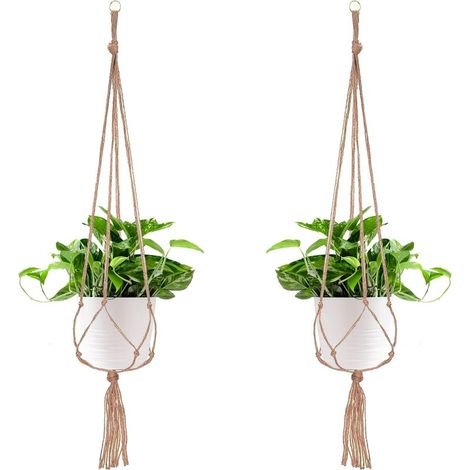 2 Paquets Suspension Plante Macramé, Pot Suspendu Plante, pour Suspendre Pot de Fleur Suspension Suspendue Décoration Balcon Maison, 4 Jambes en Corde, 105 cm (1/5)