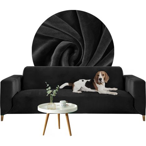 BEZUG für 3-Sitzer-Ecksofa, SCHWARZER Samt