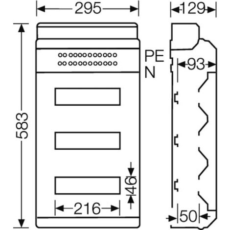 Hensel Automatengehäuse KV 90 36TE IP65 metrische Vorprägung (1/2)