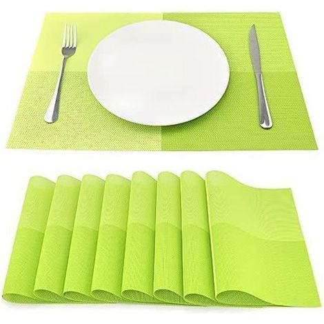 Tischsets – 8er-Set – Abriebfestes Vinyl – 45 cm x 30 cm – Grün TISCHSET