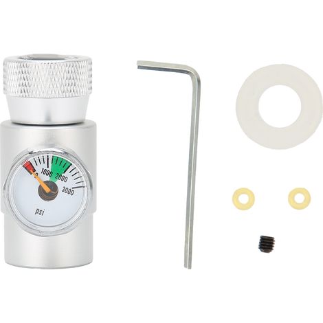 Adaptateur de Recharge CO2 pour Soda, Connecteur Régulateur de Gaz Argenté avec Manomètre 3000 psi (1/5)