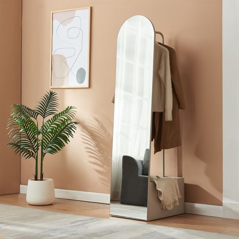 Garderobenspiegel 2-in-1 Kuonta 165x40x51 cm Sandfarben [en.casa]