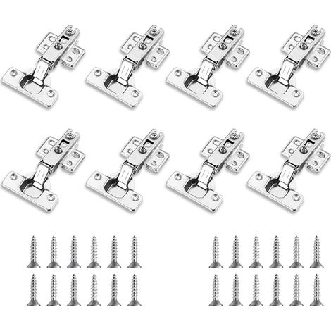 8Pcs Charnière Invisible Porte Placard Porte Cuisine Complètement Recouvrante Charnières Pliables 105° pour Porte Lourde, Inclut 24 Vis pour Salle de Bain, Chambre, Cuisine (1/5)