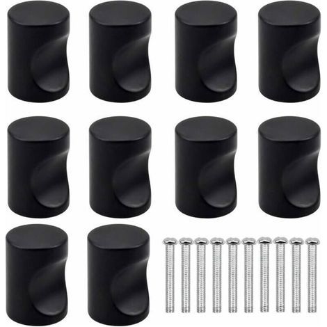 HONORNIC - 10PCS Noir Poignée de Porte de Tiroir, Bouton de Meuble, Boutons de Tiroir à Trou Rond Unique, Boutons de Porte Modernes, Poignées