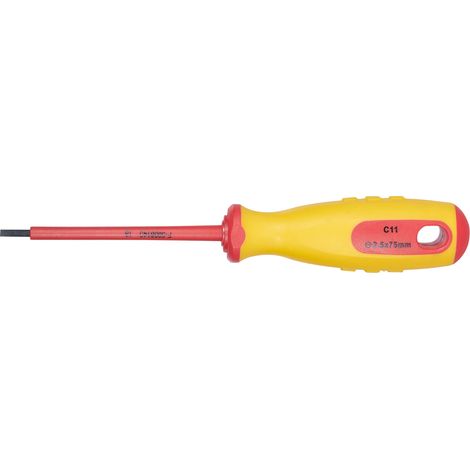 SW-Stahl 33100L-2.5 Schraubendreher VDE I Schlitzschraubendreher 2,5 x 75 mm I Elektriker Werkzeug I Elektro Schraubendreher (1/2)