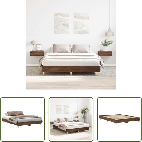 vidaXL Sommier à lattes - Cadre de lit sans matelas chêne marron 150x200 cm (1/5)