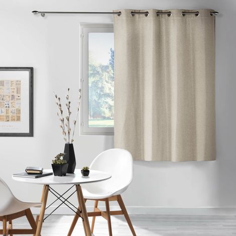 Rideau à œillets occultant 135 x 180 cm CHINÉA Lin – Chambray uni – Petite hauteur