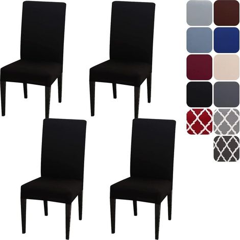 Stretch Chair Covers Set of 4, (Black) Universal Dining Room Chair Protector Cover Removable Washable Modern Durable for Home Hotel Restaurant Party Banquet Kitchen Decoration (1/5)