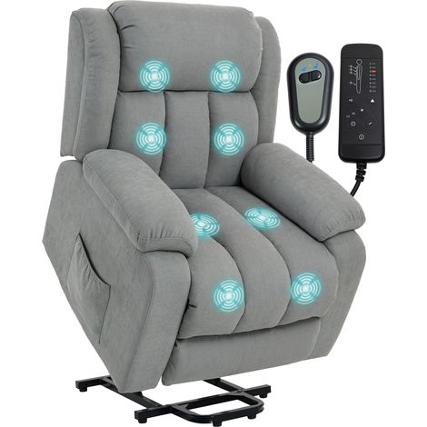HOMCOM Power Lift Recliner, Lift Chair with Vibration Massage, Light Grey