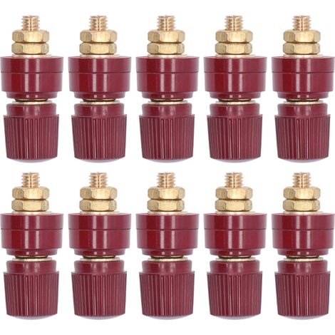 Lot de 10 fiches bananes laiton massif M6, bornes de connexion à vis rouges pour haut-parleurs et prises électriques (1/5)